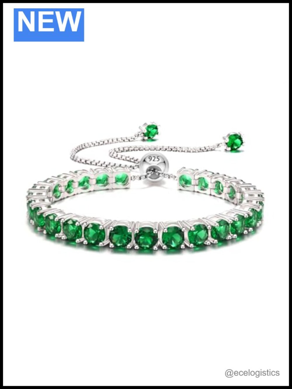 925 Sterling Silver Birthstone Tennis Bracelet Adjustable 6-9 Inch Women's